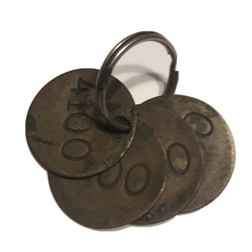 SET OF 4 VINTAGE BRONZE NUMBER TAGS NUMBER 4100